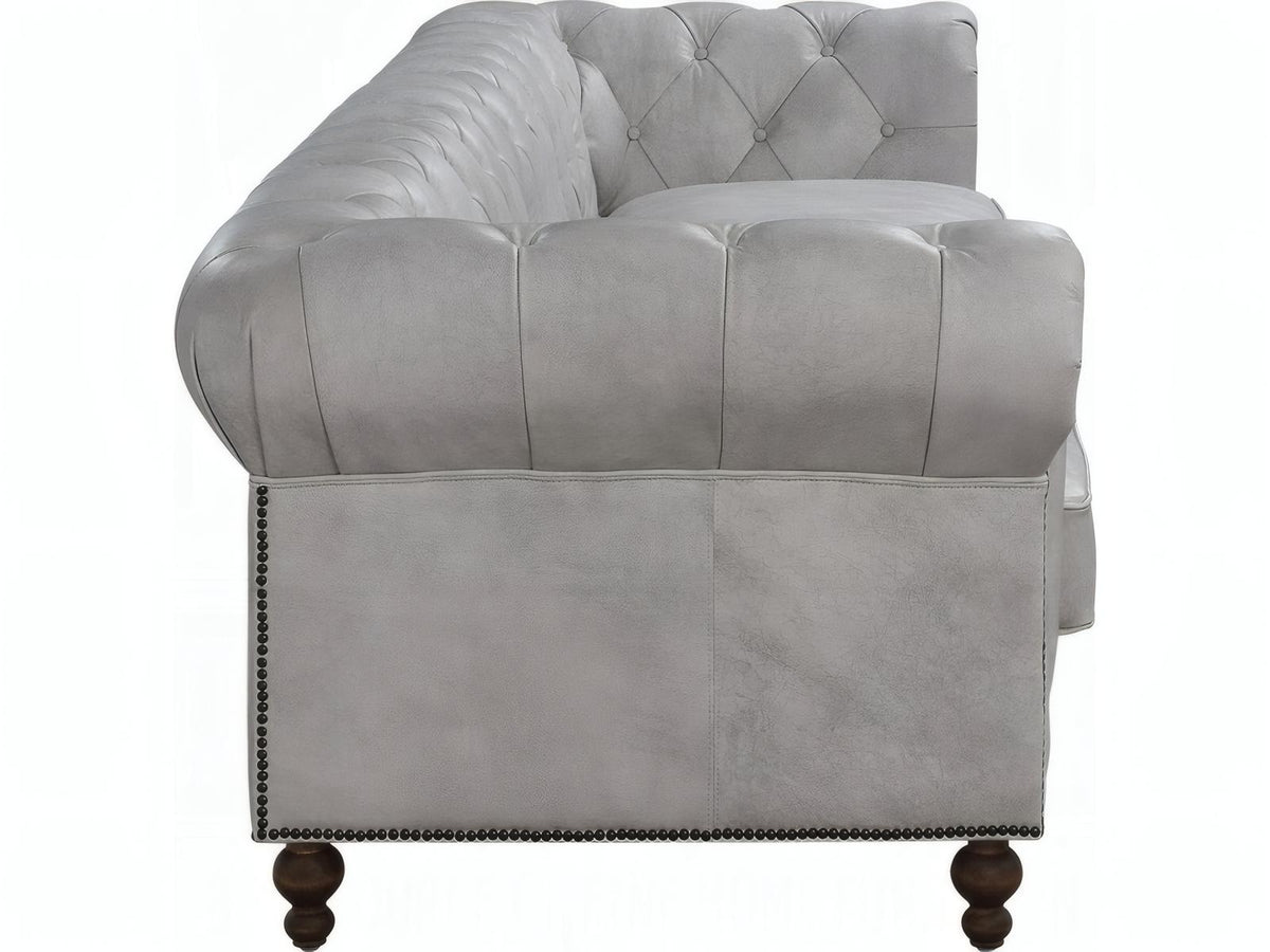 Ofer 3-Seat Vintage White Top Grain Leather Sofa