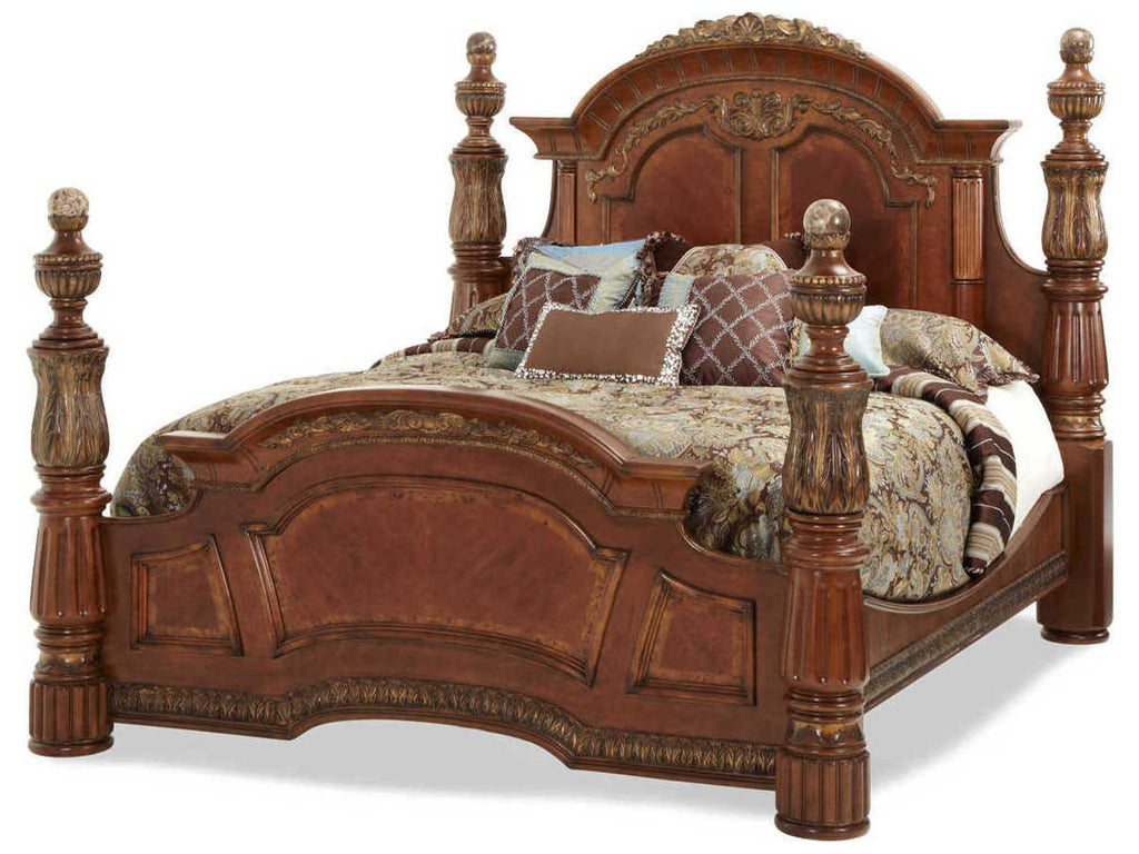 Villa Valencia California King Low Poster Bed in Classic Chestnut
