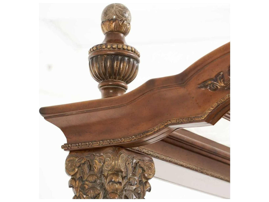 Villa Valencia Classic Chestnut Brown Wood King Canopy Bed