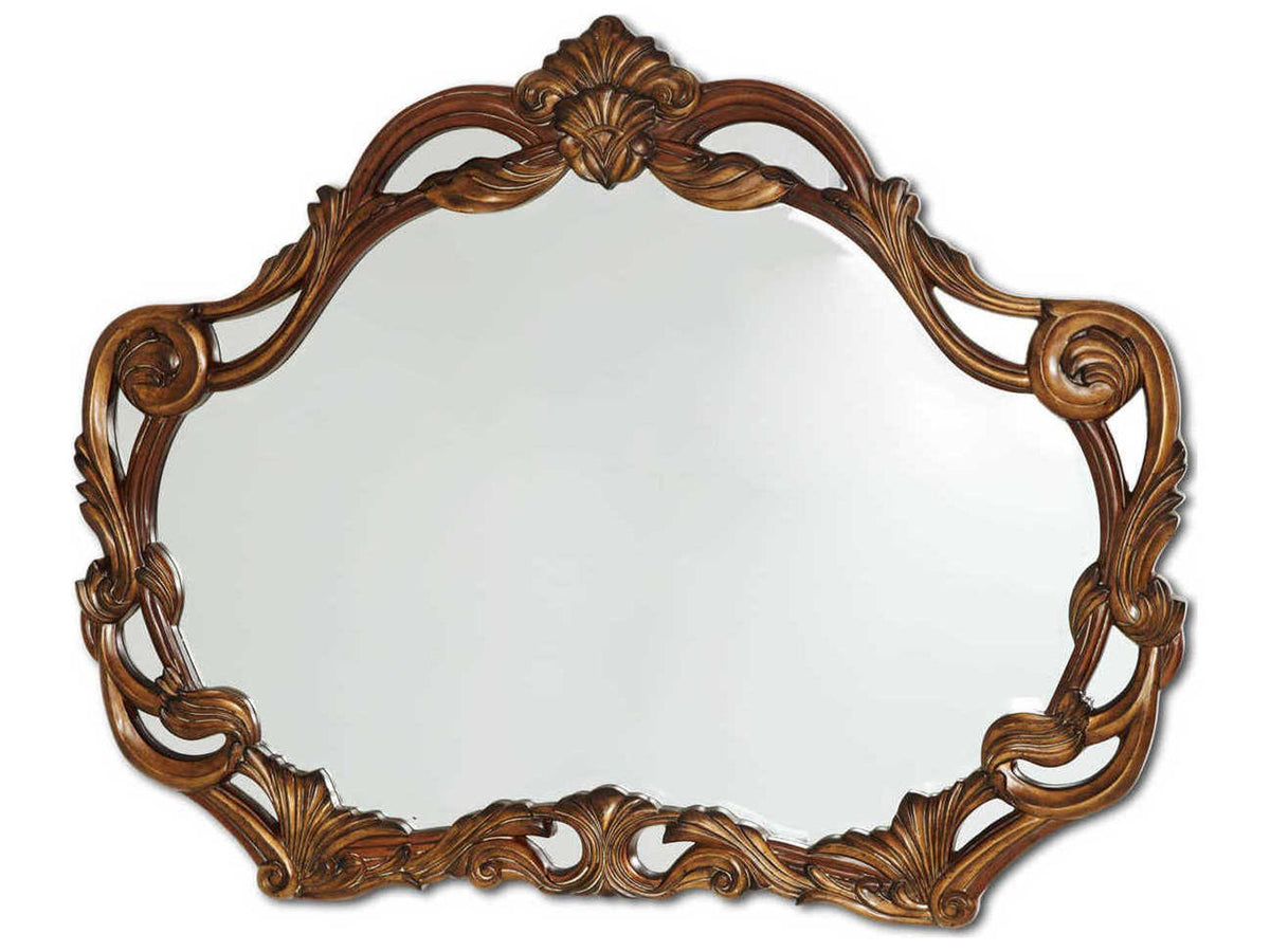 Villa Valencia Carved Wood Sideboard with Mirror Classic Chestnut
