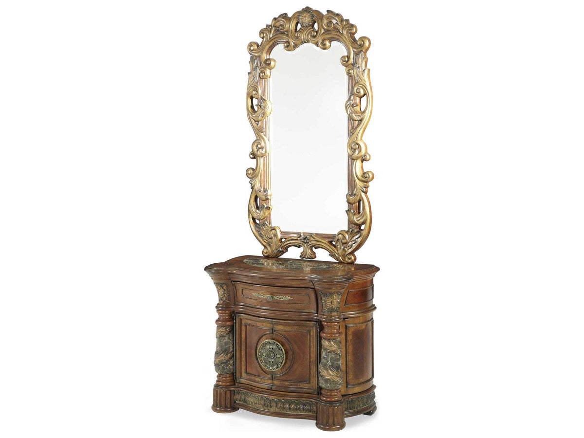 Villa Valencia Nightstand with Mirror in Classic Chestnut