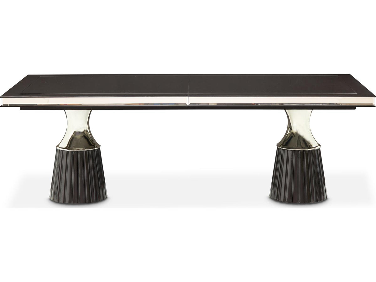 Carmela Rectangular 90 Inch Dining Table in Glossy Charcoal Sand