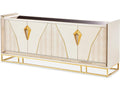 Carmela Rectangular Mirror Console Table in Shimmer Ivory