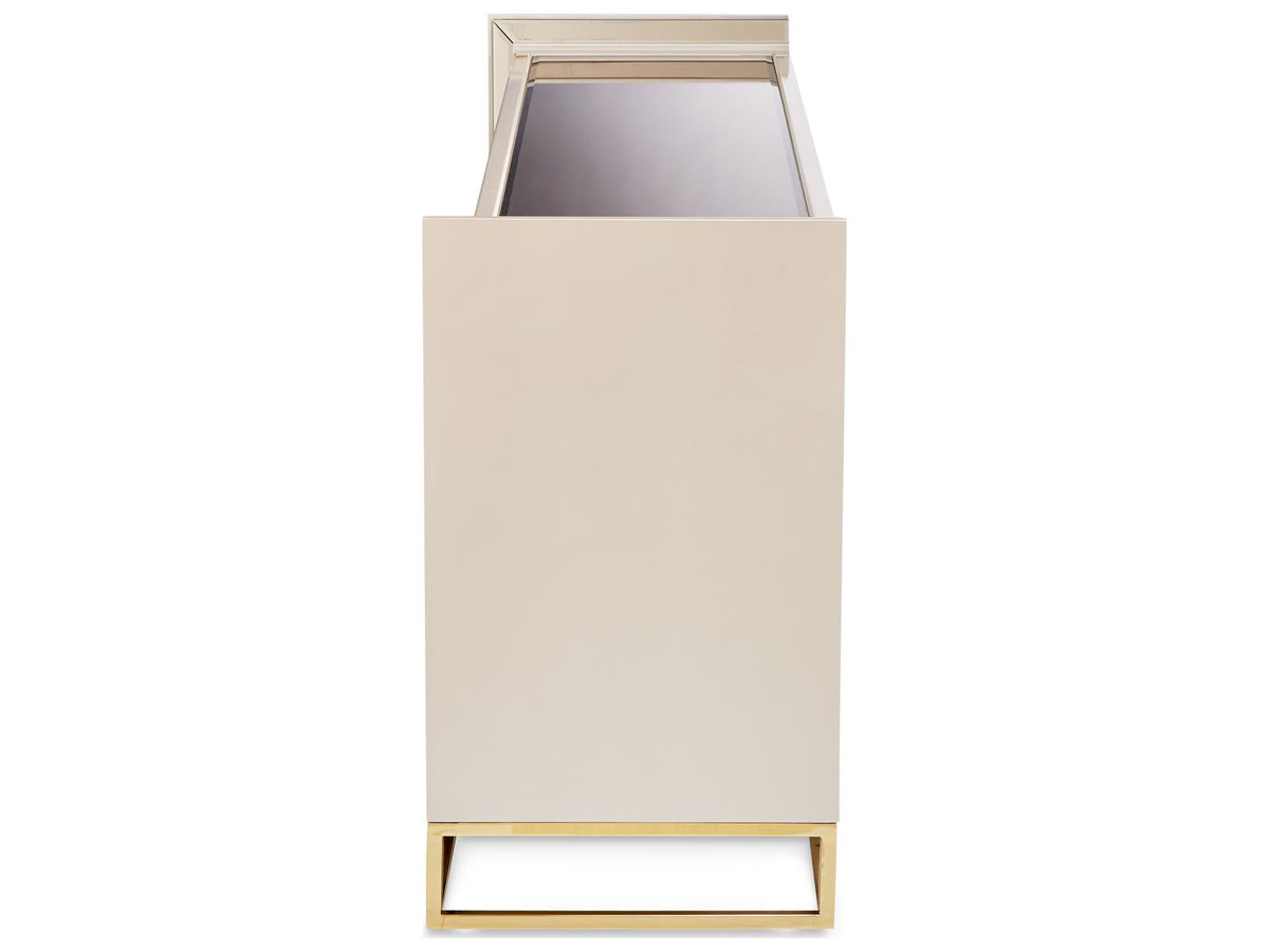 Carmela Rectangular Mirror Console Table in Shimmer Ivory