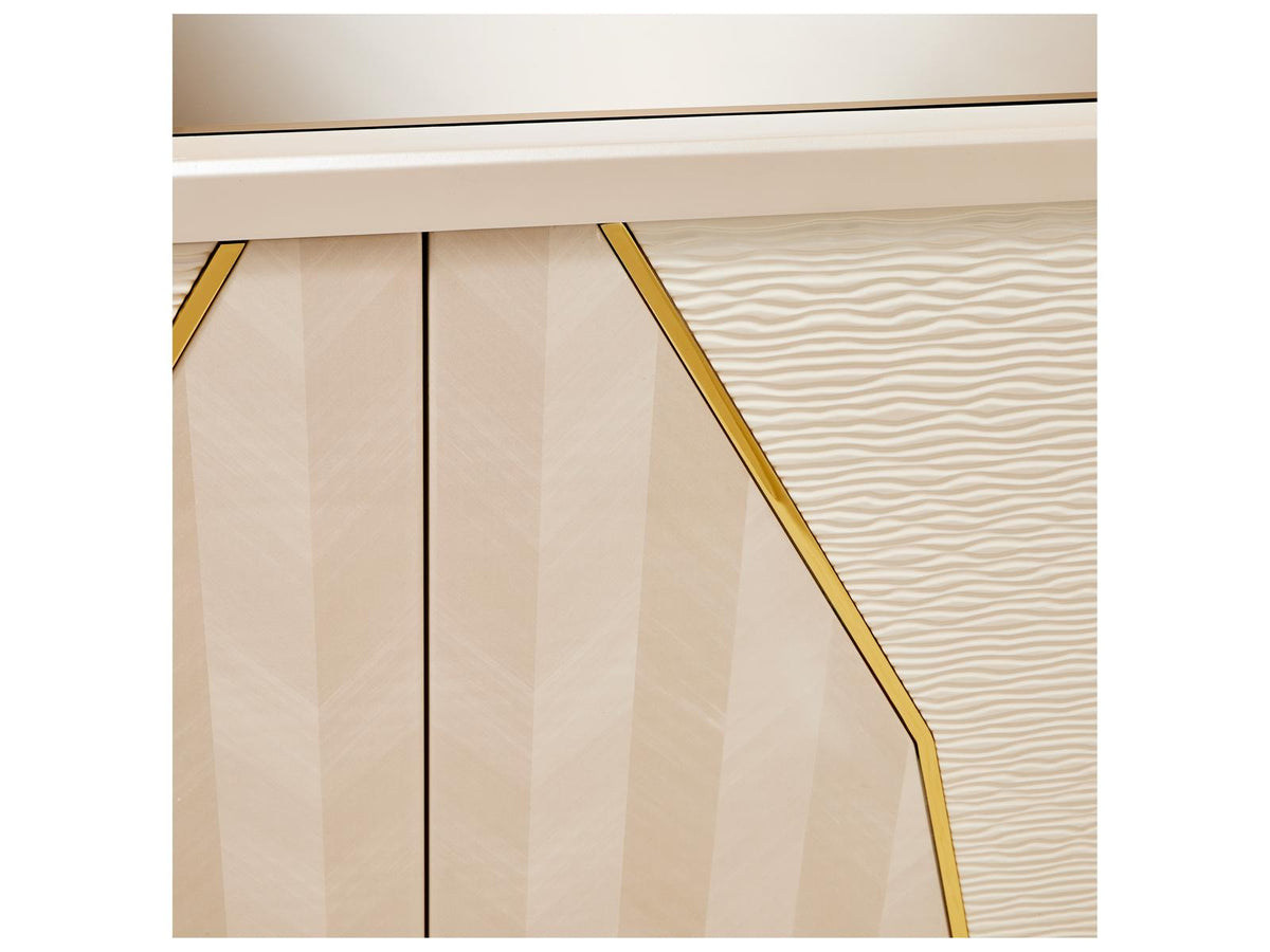 Carmela Rectangular Mirror Console Table in Shimmer Ivory