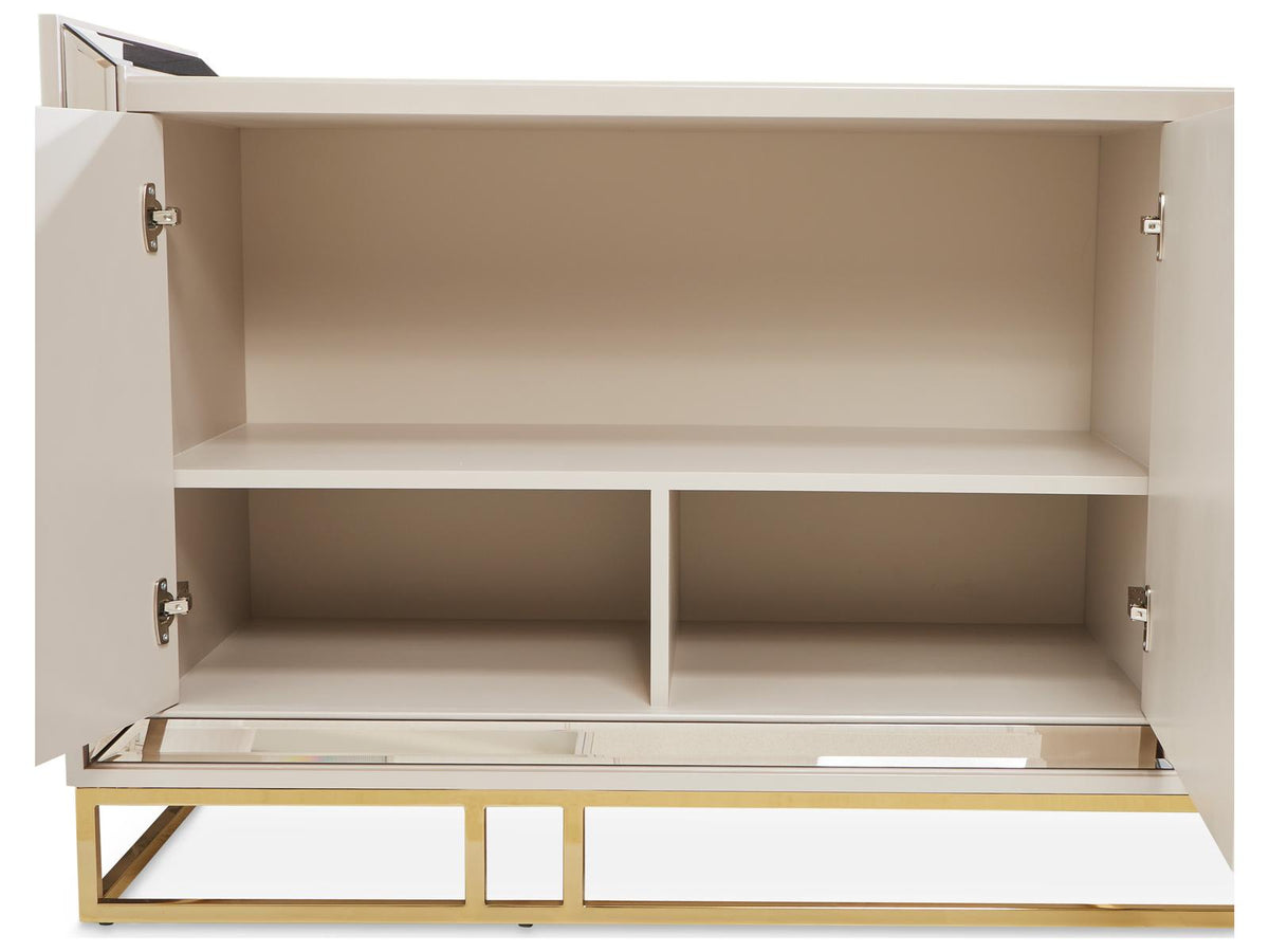 Carmela Rectangular Mirror Console Table in Shimmer Ivory