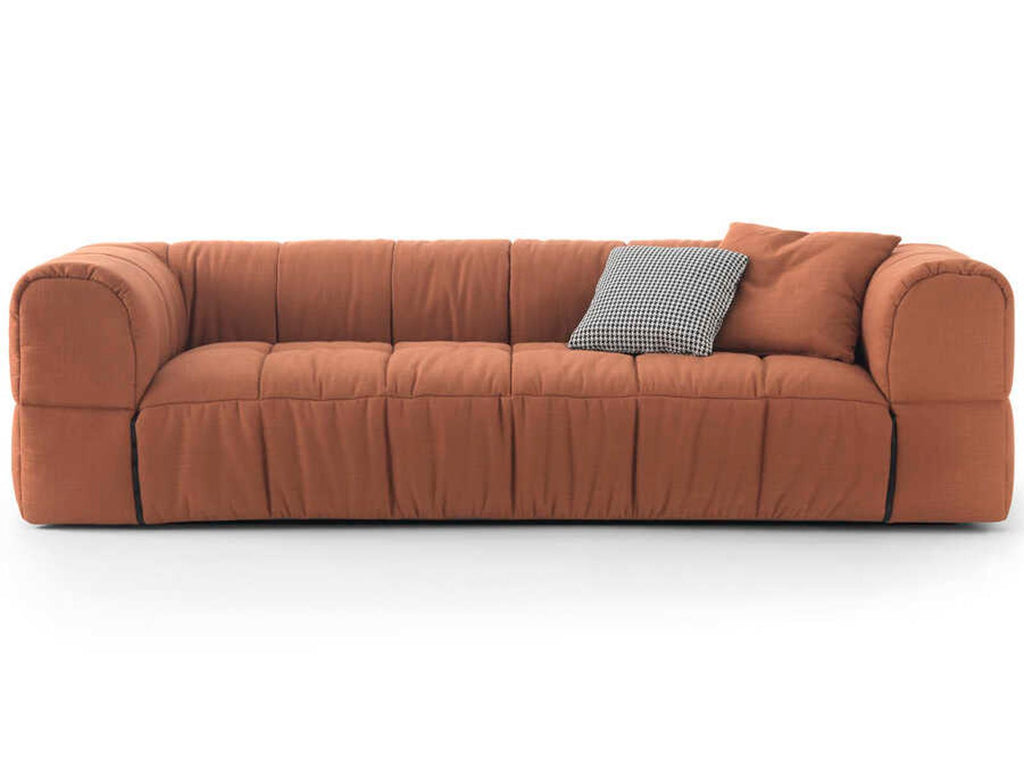 Strips Upholstered Sofa with Removable Quilted Cover