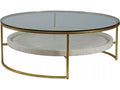 Home Cumulus Round Coffee Table with Gold Foil and Crystal Shelf