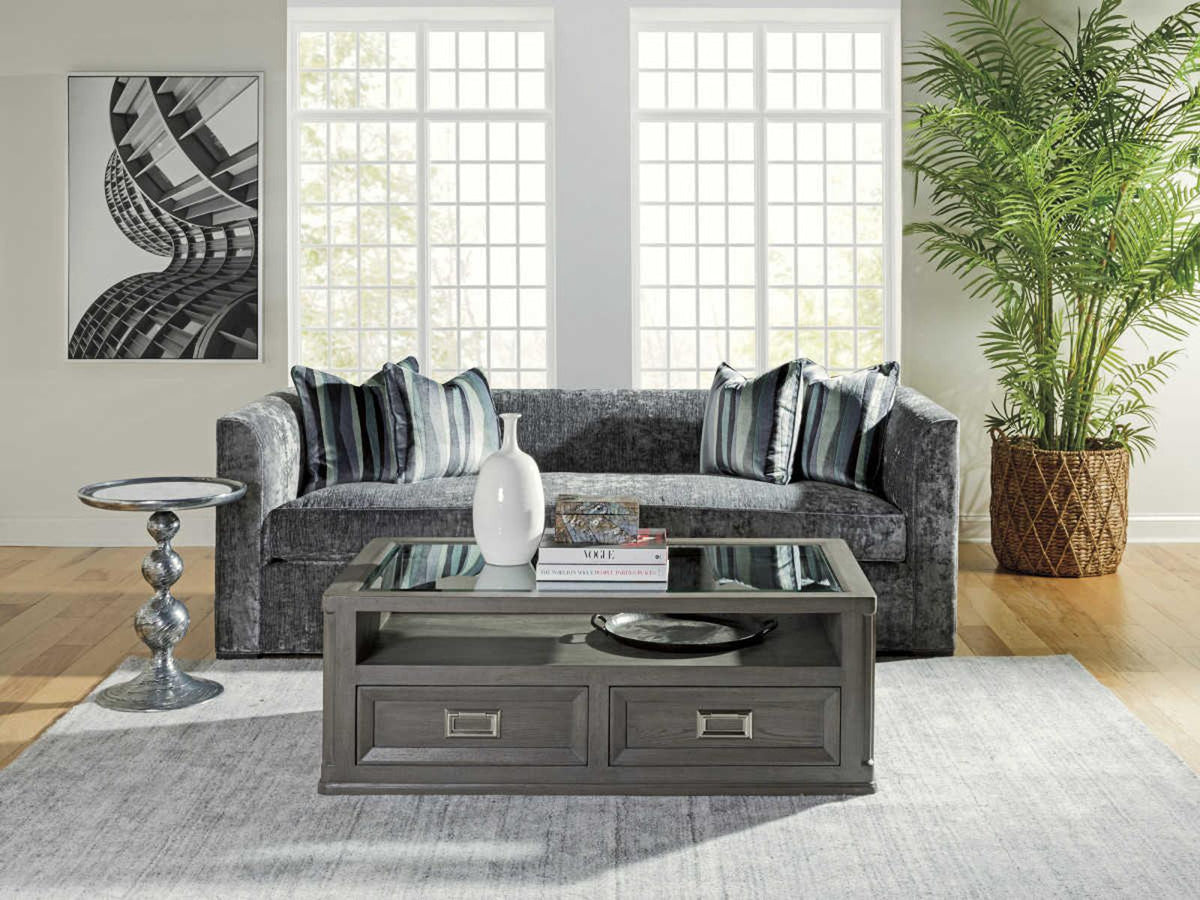 Appellation Rectangular Glass Coffee Table in Gray