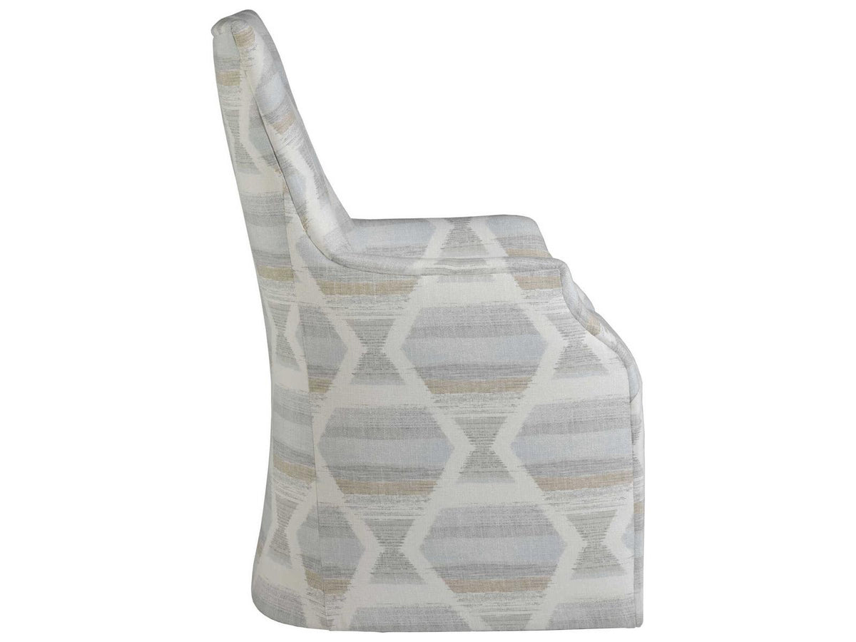 Home Juliet Upholstered Dining Arm Chair with Casters in Wheat Fabric