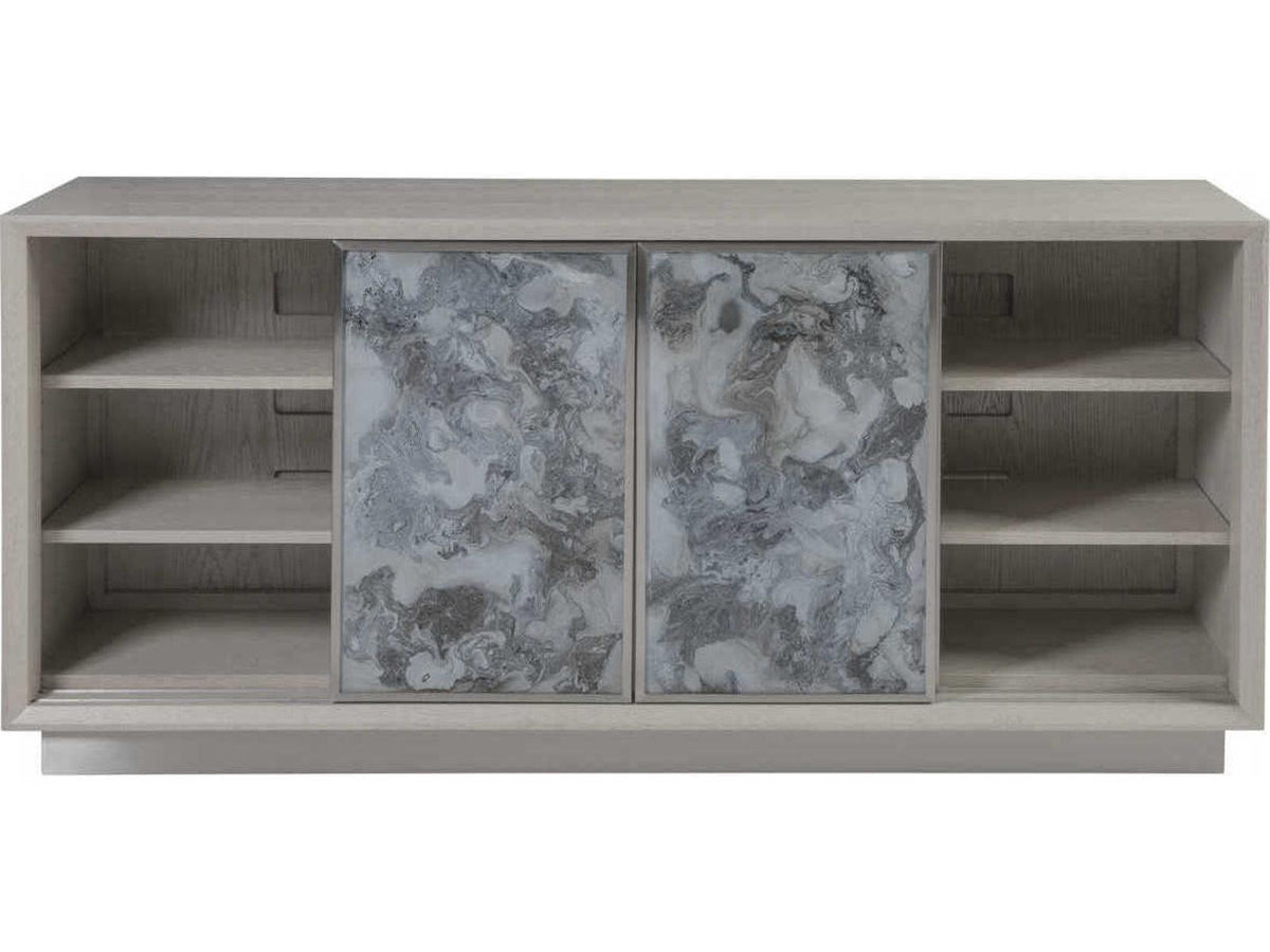 Home Metaphor 68-Inch Sandblasted Oak and Eglomise Media Console