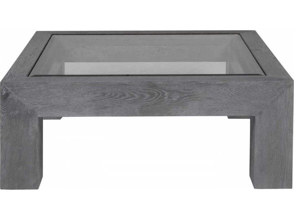 Accolade Square Coffee Table with Beveled Glass Top in Waxed Carbon