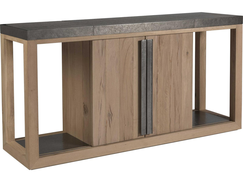 Verite Oak Veneer Sideboard with Distressed Aluminum Accents
