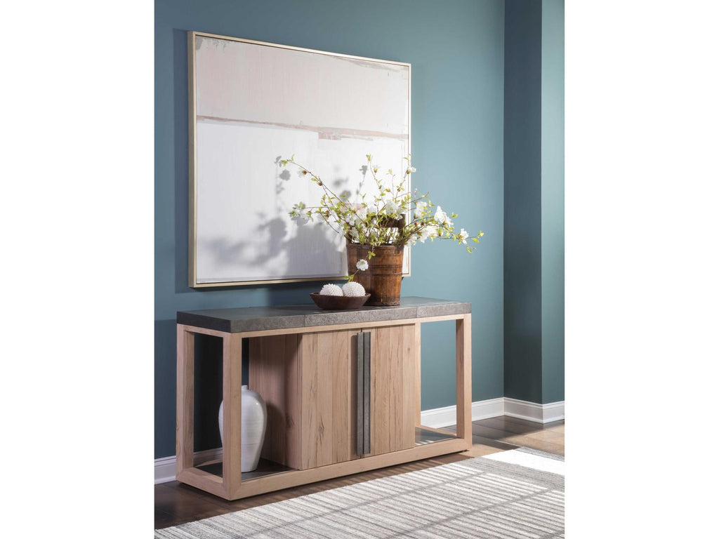 Verite Oak Veneer Sideboard with Distressed Aluminum Accents