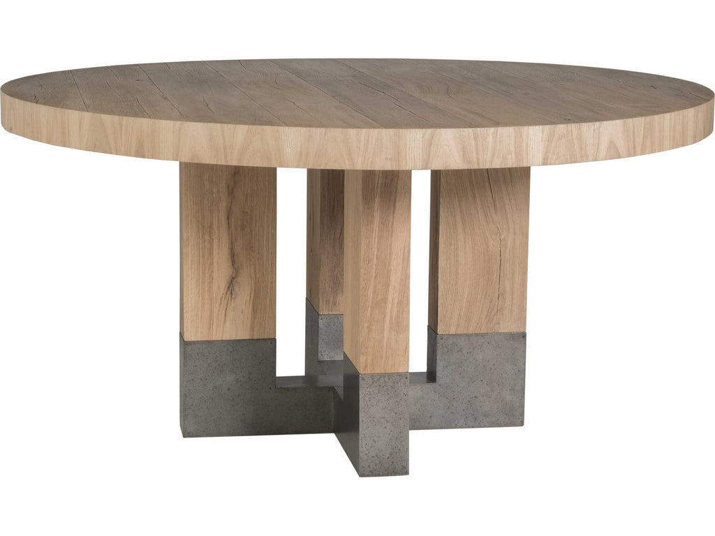 Home Verite 60-Inch Round Dining Table in Natural French Oak and Gunmetal