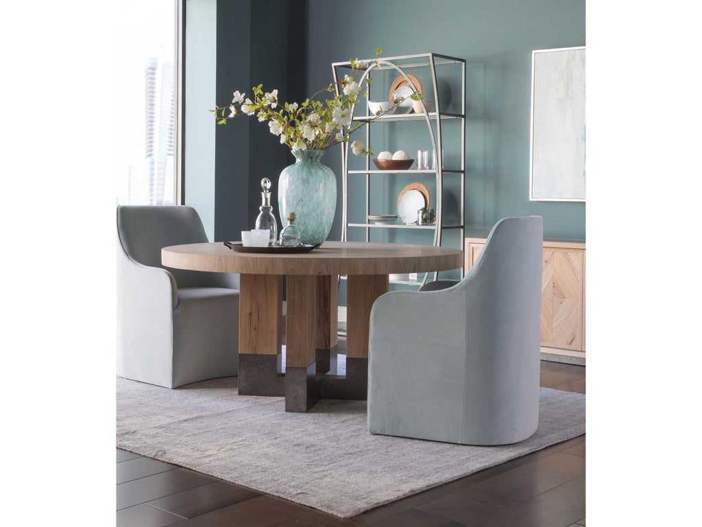 Home Verite 60-Inch Round Dining Table in Natural French Oak and Gunmetal