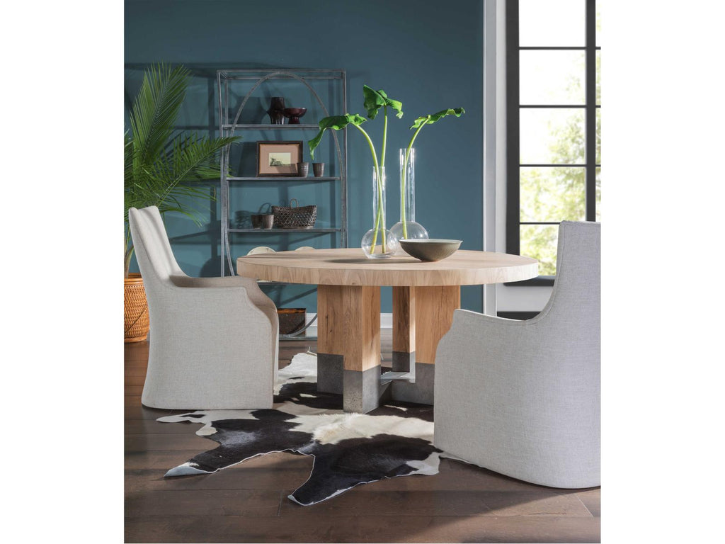 Home Verite 60-Inch Round Dining Table in Natural French Oak and Gunmetal
