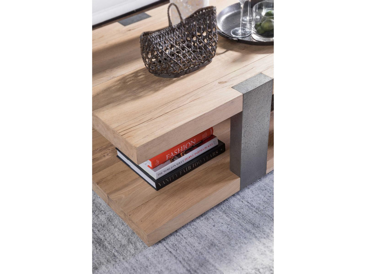 Verite Rectangular Coffee Table White Oak and Antiqued Gun Metal