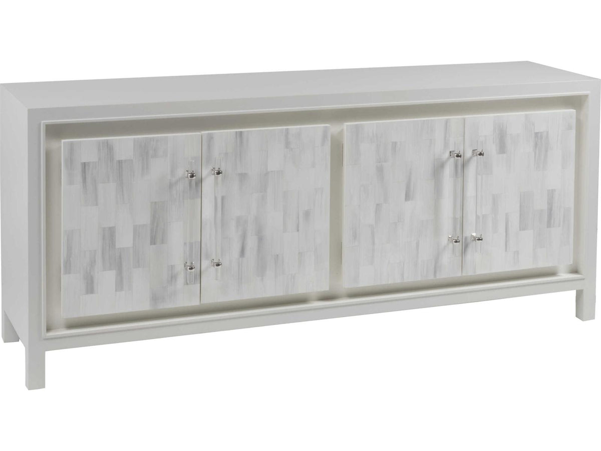 Home Elation White Media Console Table Faux Horn Resin