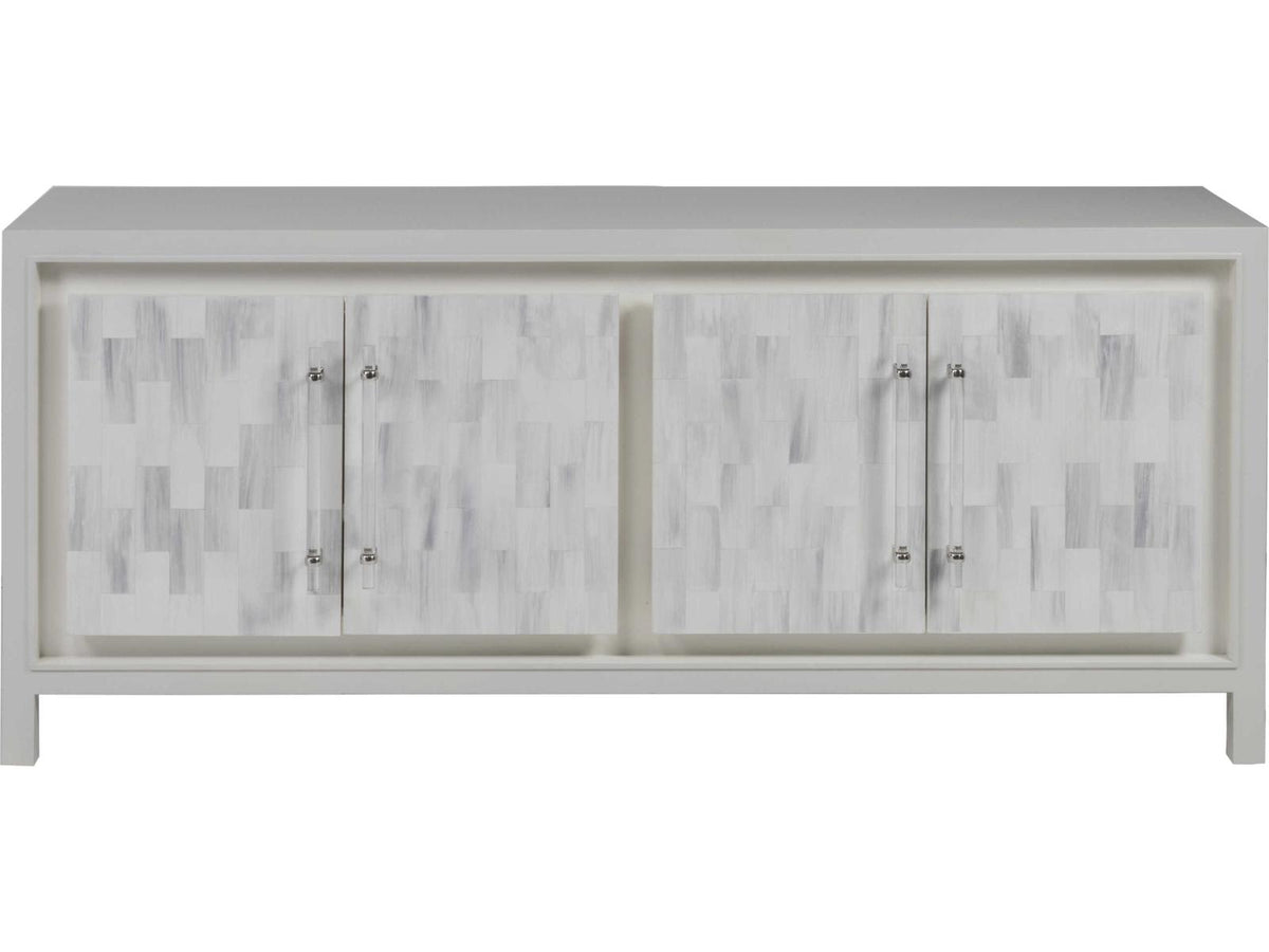 Home Elation White Media Console Table Faux Horn Resin
