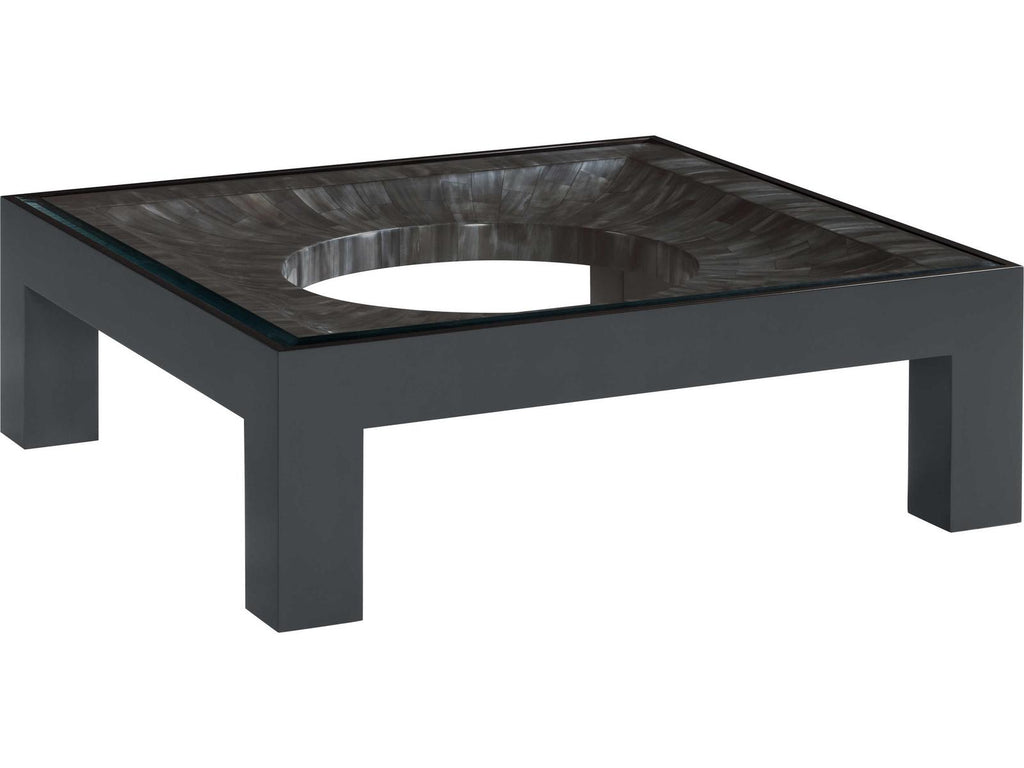 Home Elation Square Coffee Table in Faux Horn Resin and Glass