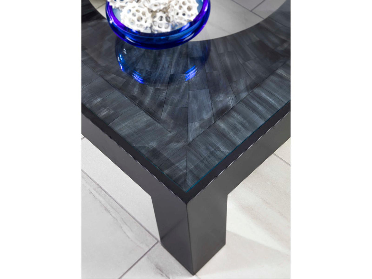 Home Elation Square Coffee Table in Faux Horn Resin and Glass