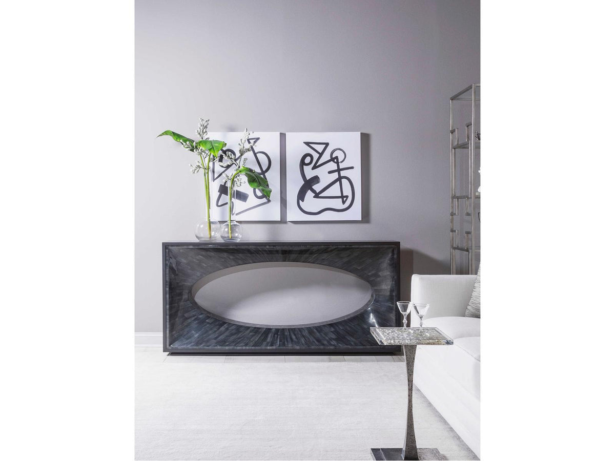 Home Signature Designs Elation Rectangular Console Table Dark Gray Bone