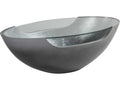 Home Circa Oval Cocktail Table in Silver Gray Metal and Tempered Glass