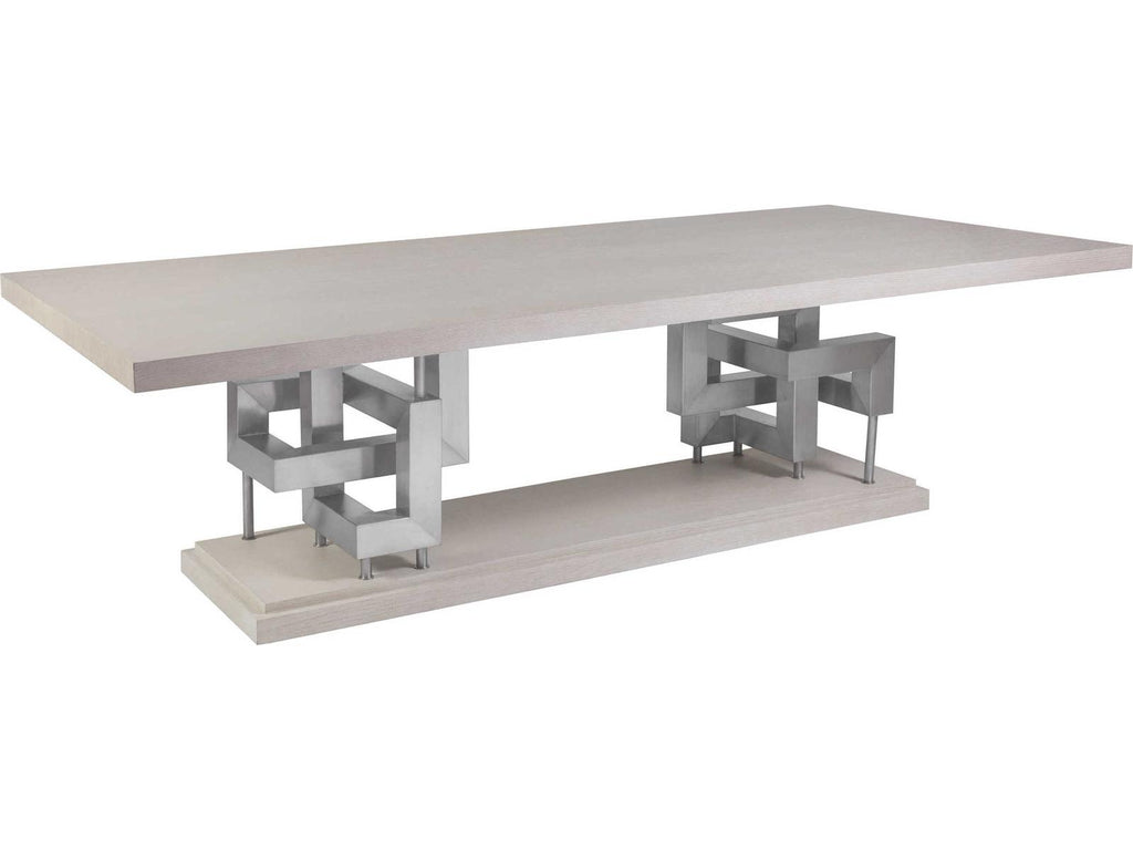 Home Pazzo Rectangle 100-Inch Dining Table in Cerused Misty White Gray Oak