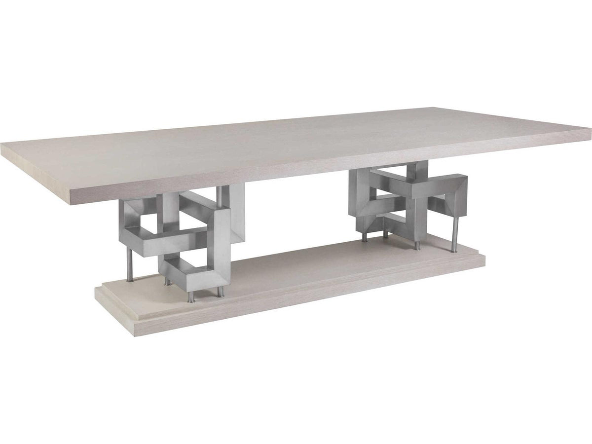 Home Pazzo Rectangle 100-Inch Dining Table in Cerused Misty White Gray Oak