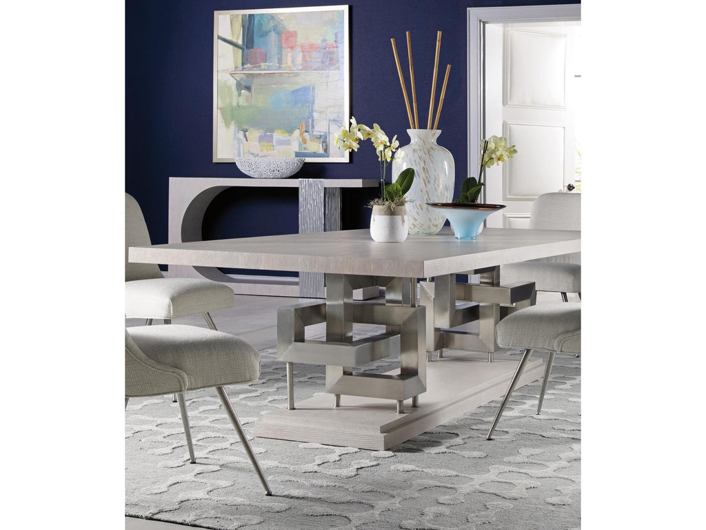 Home Pazzo Rectangle 100-Inch Dining Table in Cerused Misty White Gray Oak