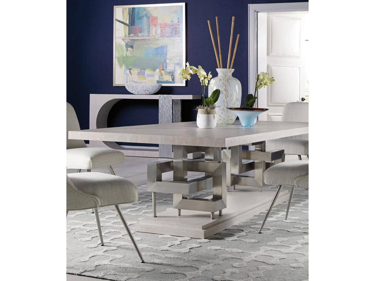 Home Pazzo Rectangle 100-Inch Dining Table in Cerused Misty White Gray Oak