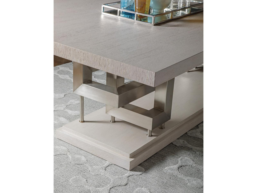 Home Pazzo Rectangle 100-Inch Dining Table in Cerused Misty White Gray Oak