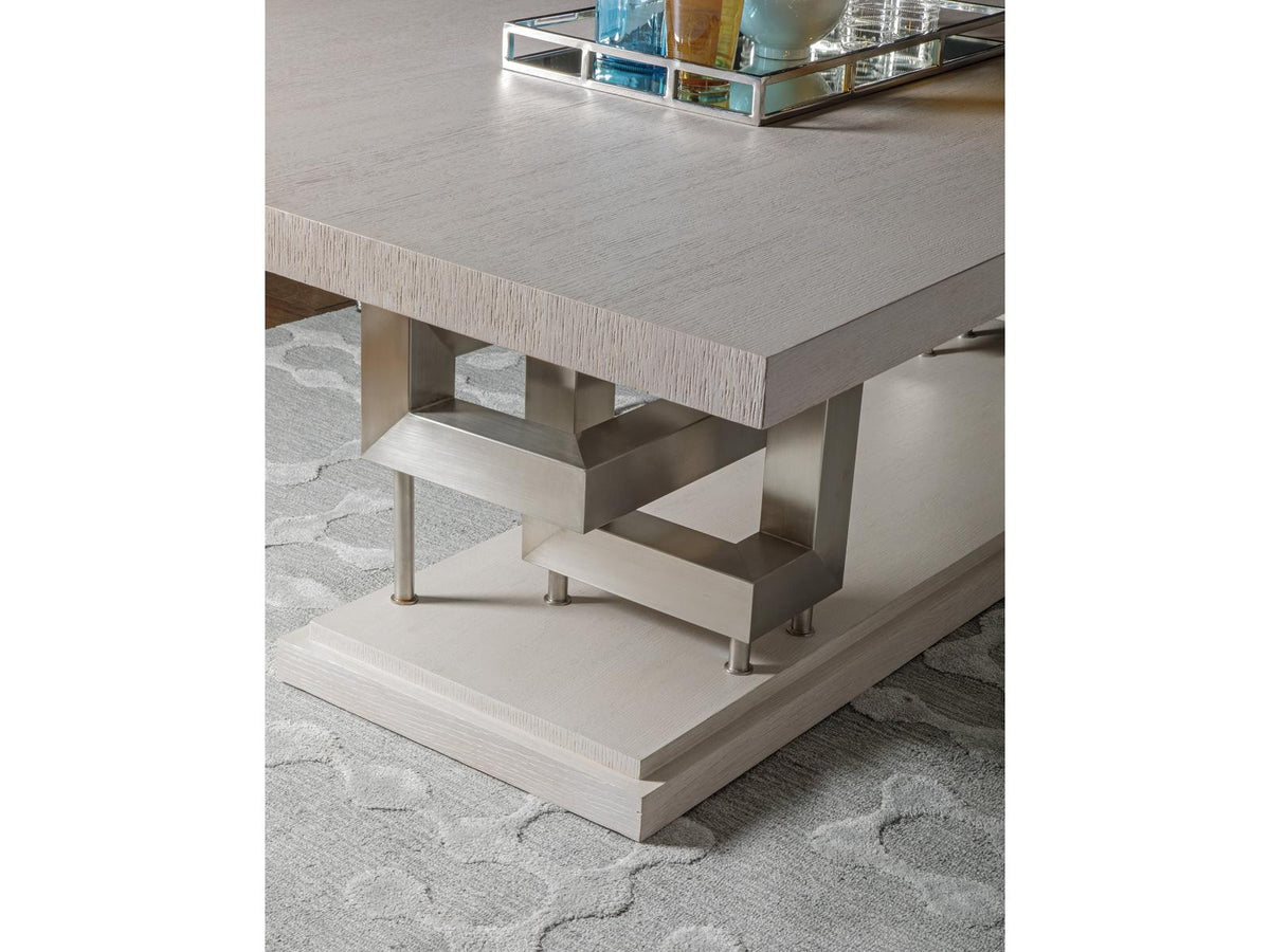 Home Pazzo Rectangle 100-Inch Dining Table in Cerused Misty White Gray Oak