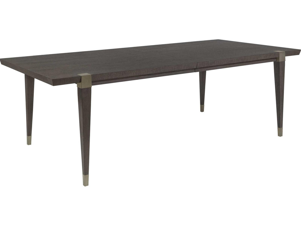 Home Belvedere Extension Rectangle Dining Table in Falcon Brown and Brushed Nickel