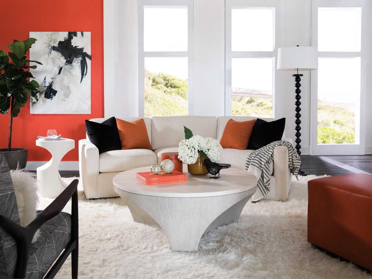 Mar Monte Round Coffee Table with Anticato Marble Top and Cast Base