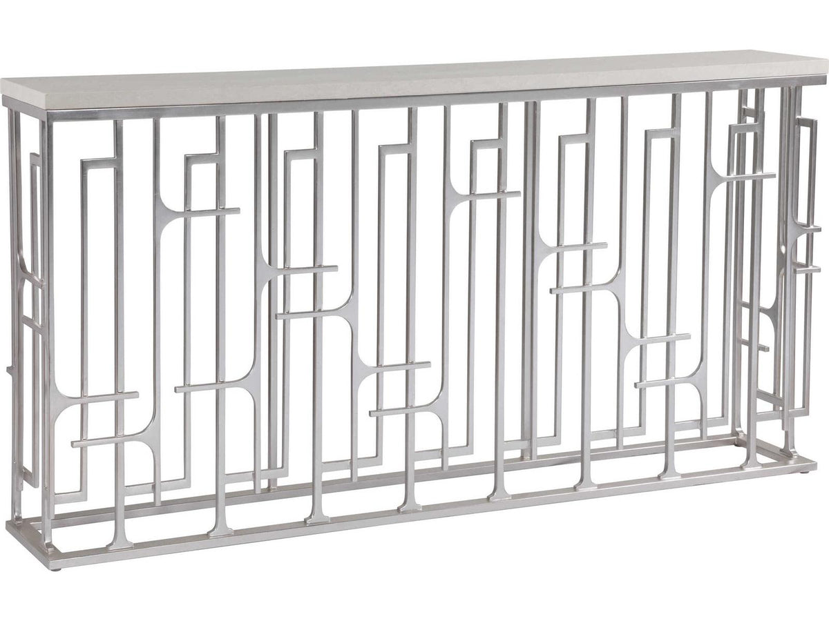 Home Mar Monte Grate Rectangular Marble Console Table with Warm Silver Leaf