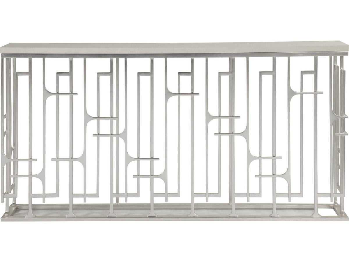 Home Mar Monte Grate Rectangular Marble Console Table with Warm Silver Leaf