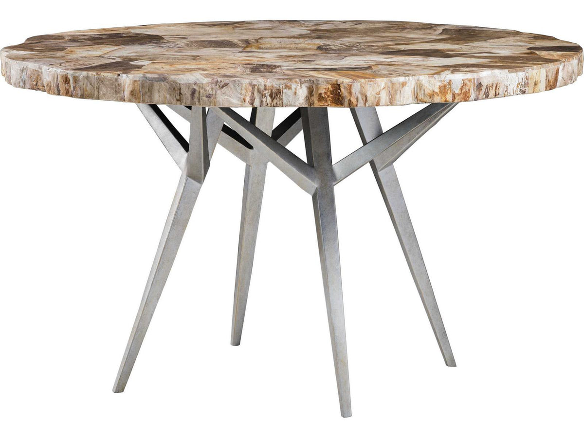Home Mar Monte Caldera 50-Inch Round Dining Table in Fossilized Shell and Iron