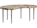 Home Caldera Kidney Coffee Table Petrified Wood and Silver Iron
