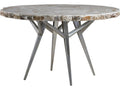 Home Mar Monte 50-Inch Round Dining Table Fossilized Shell Top Silver Base