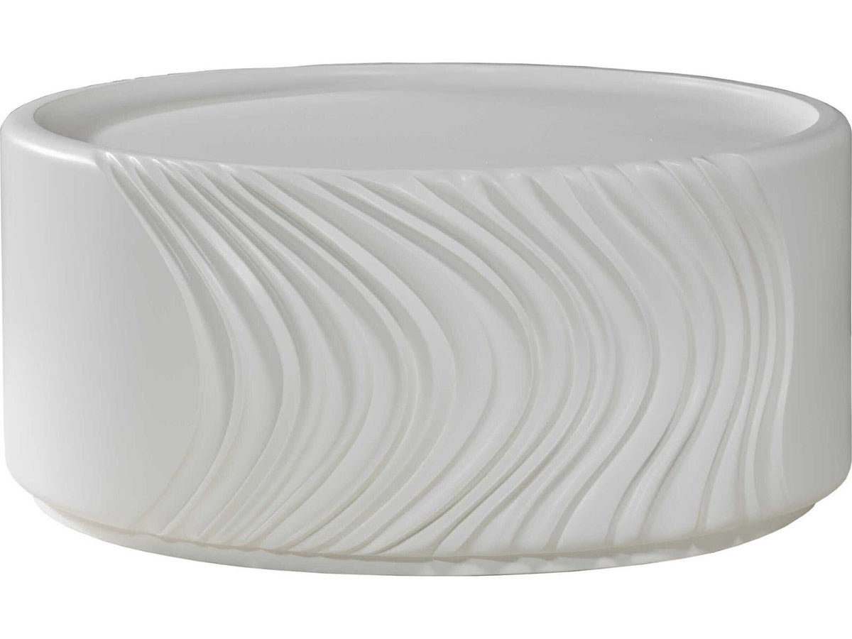 Home Volante Round Resin Drum Coffee Table in Ivory