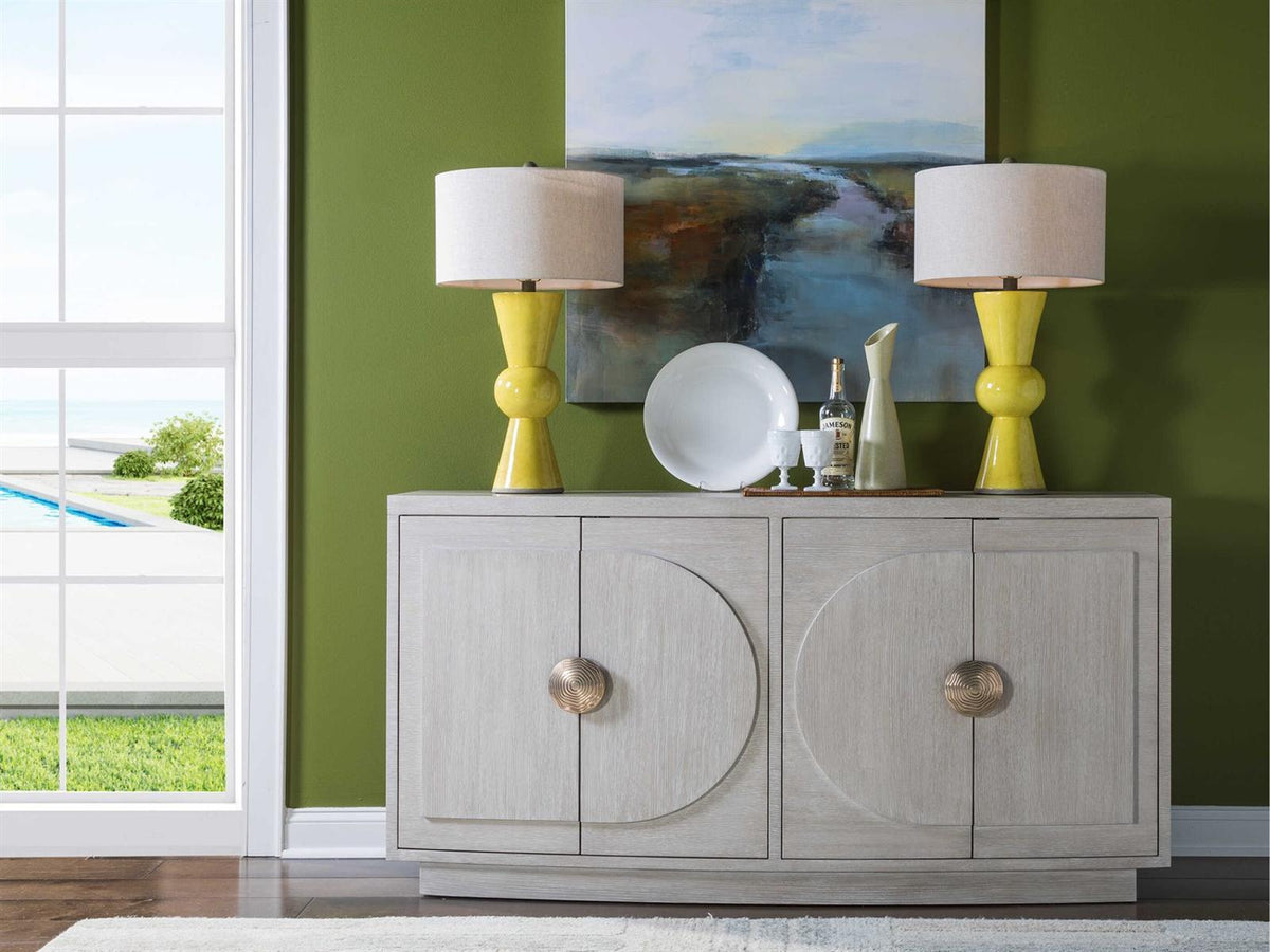 Home Solimar 68-Inch White Oak Sideboard with Champagne Accents