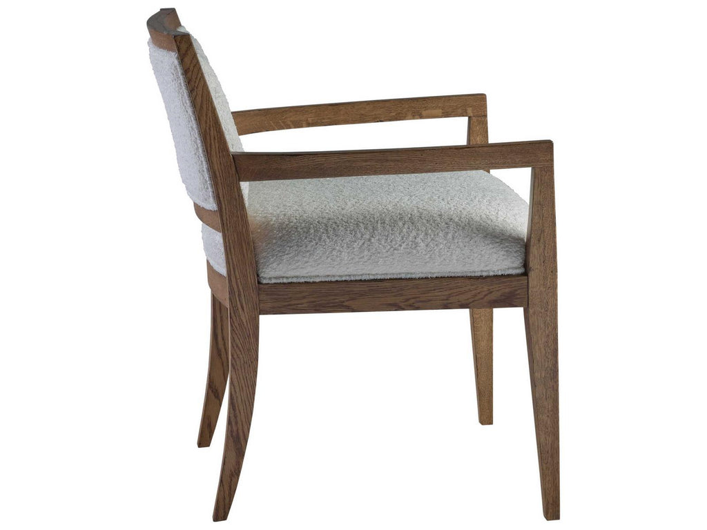 Home Barnaby Upholstered Dining Armchair in Iridescent Oak and Cameo Fabric