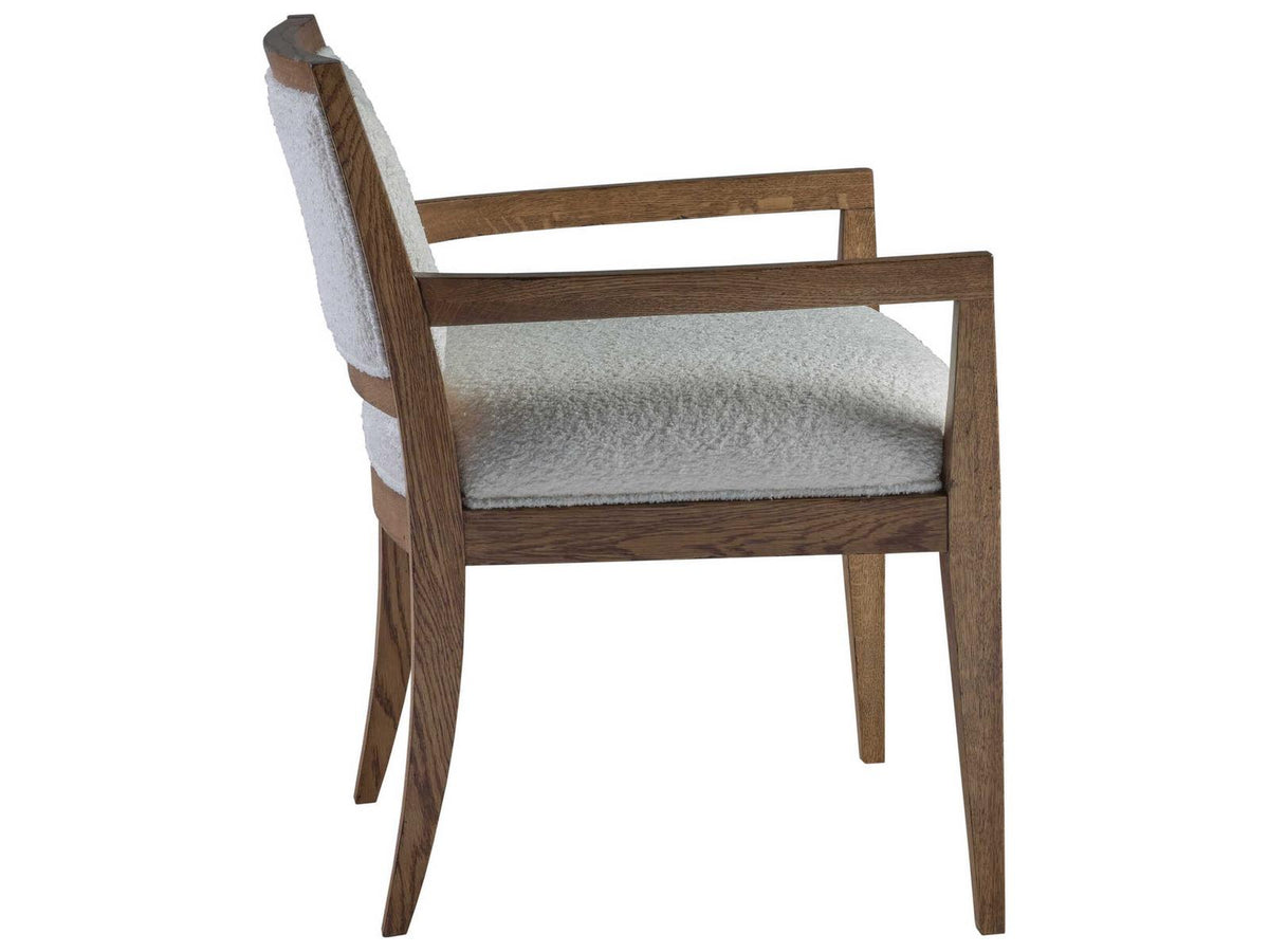 Home Barnaby Upholstered Dining Armchair in Iridescent Oak and Cameo Fabric