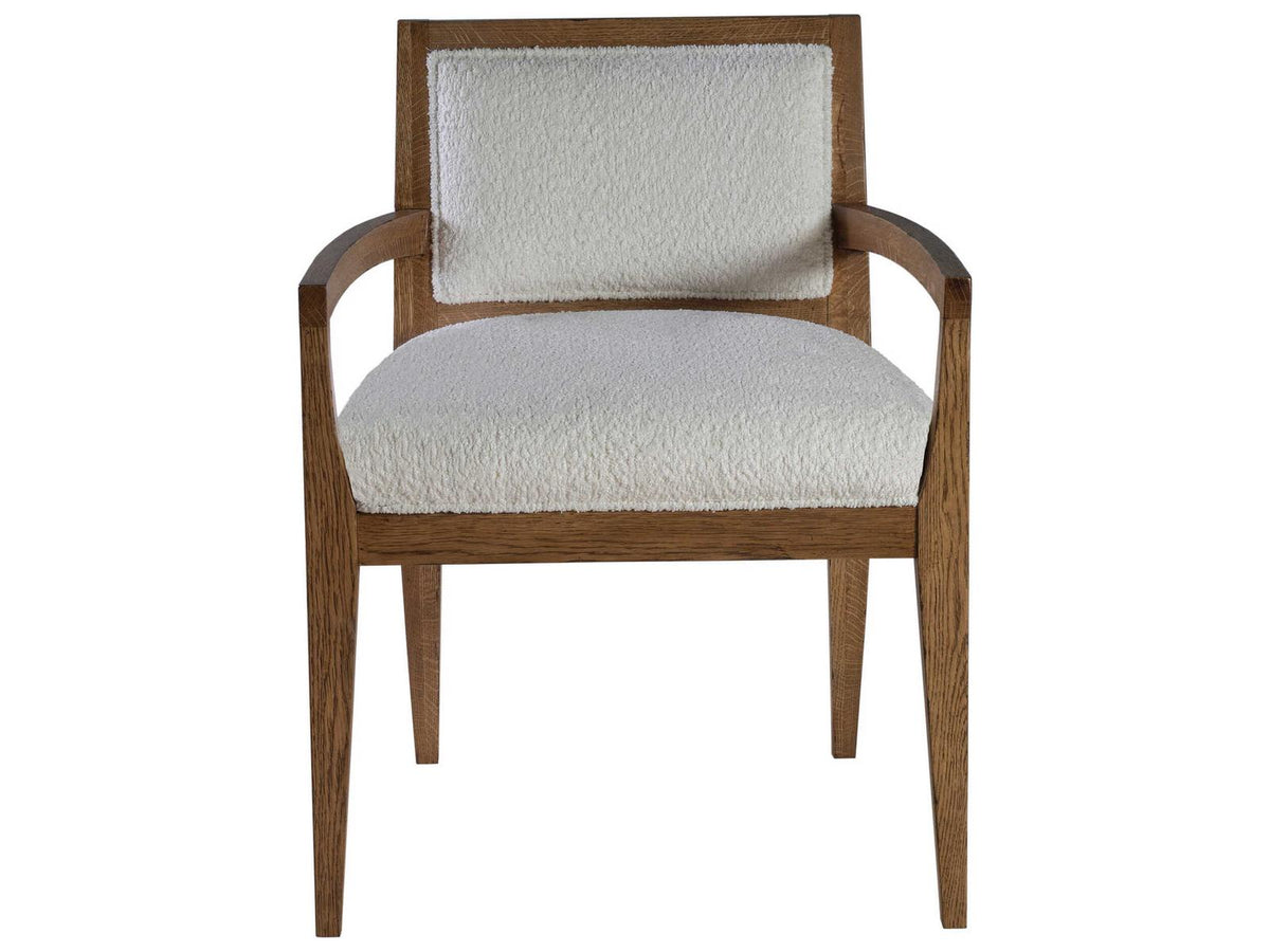 Home Barnaby Upholstered Dining Armchair in White Oak Finish