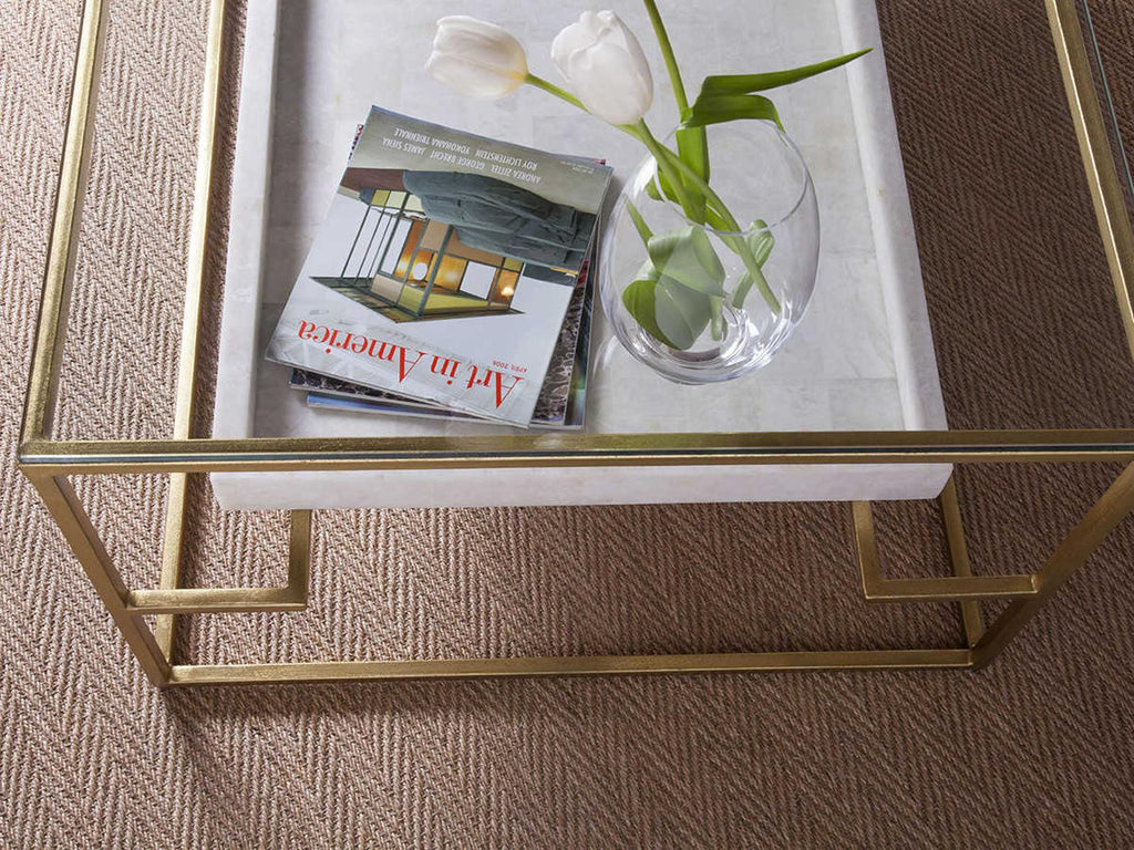 Home Cumulus Rectangular Coffee Table in Gold Foil and Glass