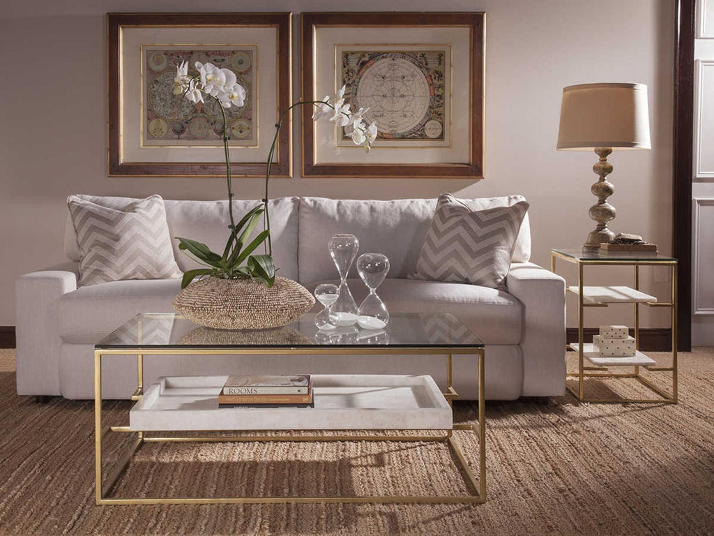 Home Cumulus Rectangular Coffee Table in Gold Foil and Glass