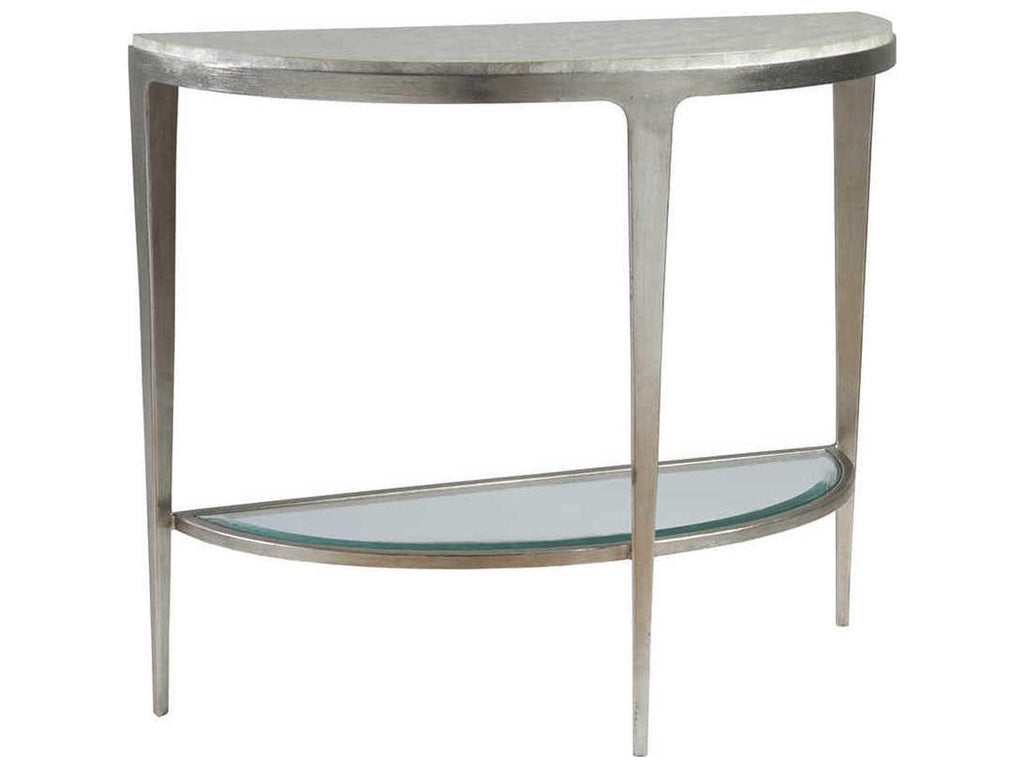 Home Gravitas Console Table with Capiz Shell Top and Champagne Foil Iron Base