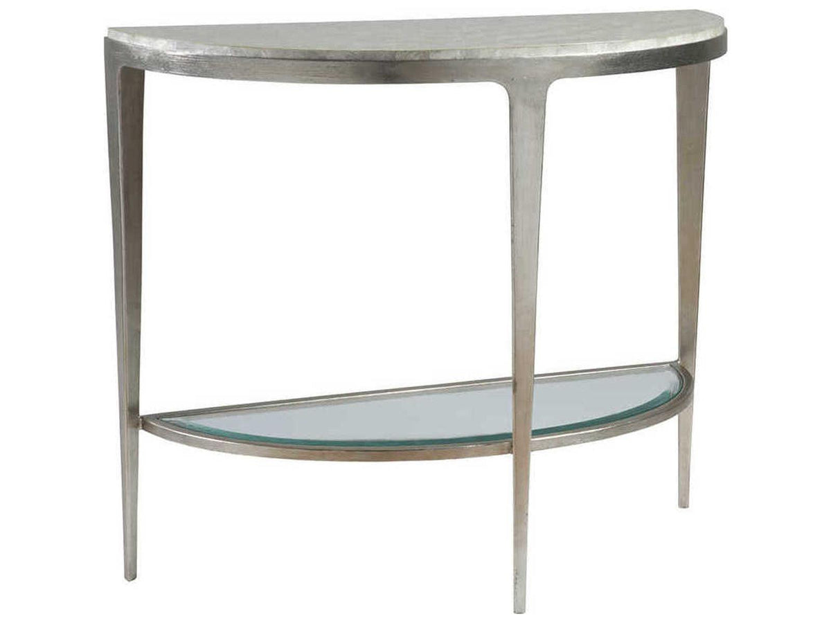 Home Gravitas Console Table with Capiz Shell Top and Champagne Foil Iron Base